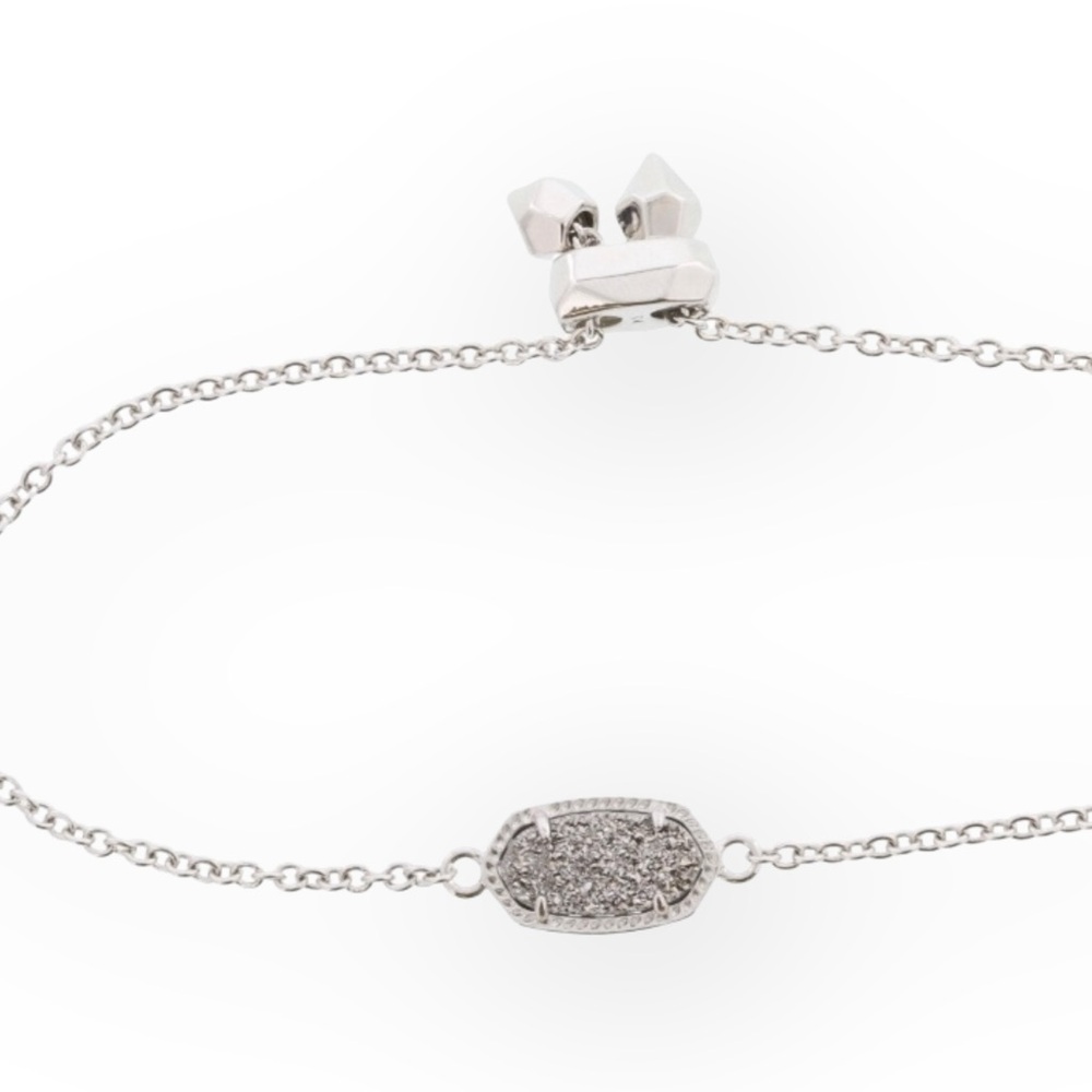 Kendra Scott Elaina Platinum Drusy Pendant Rhodium Bracelet NEW 1806 - Picture 3 of 4